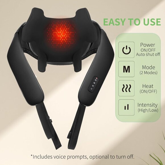 6D Shiatsu Deep Kneading Neck & Back Massager With Heat Adjustable Straps Cordle - Picture 3 of 7